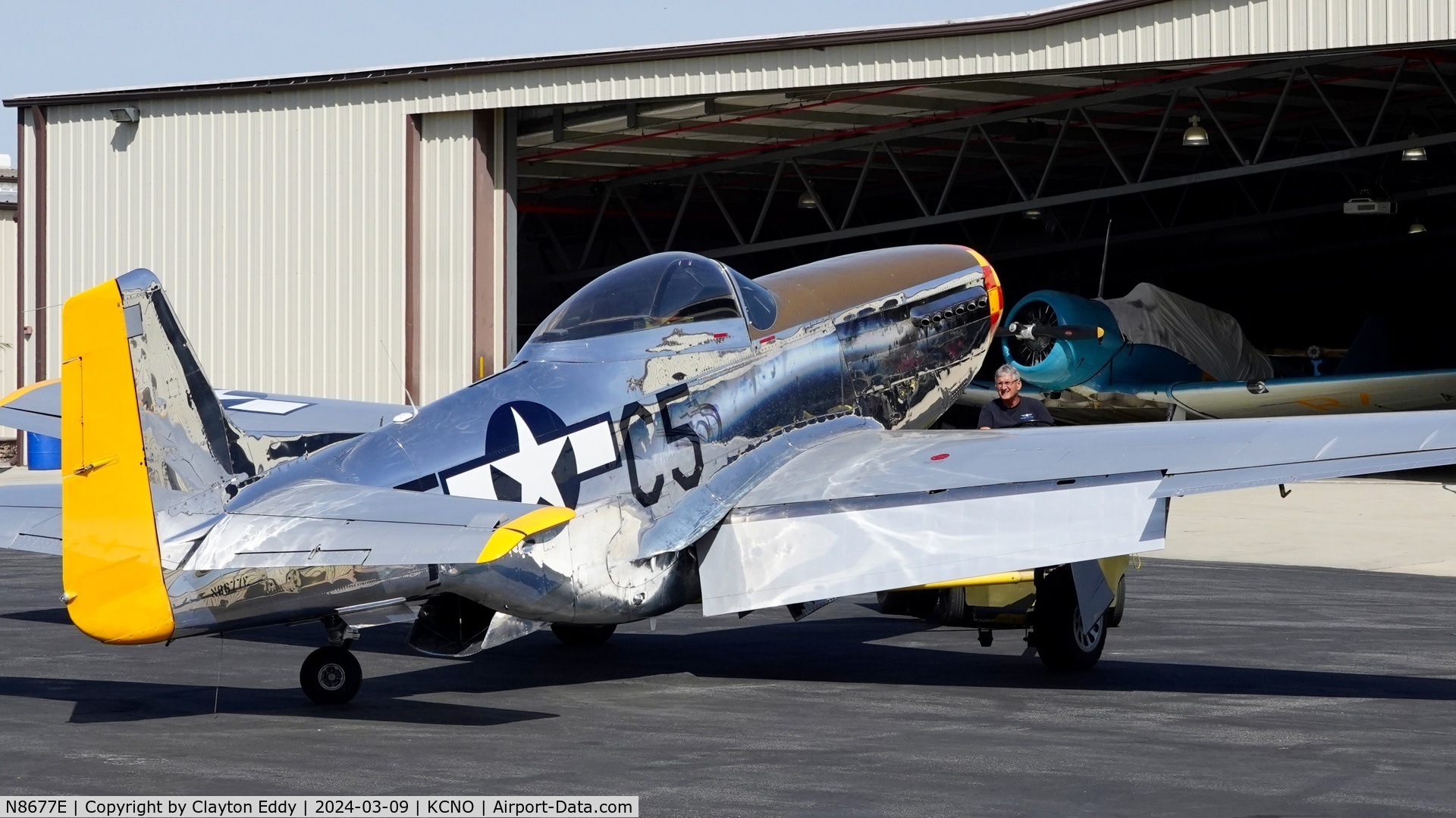 N8677E, 1944 North American F-51D Mustang C/N 44-74865, Planes of Fame Chino airport in California 2024.
