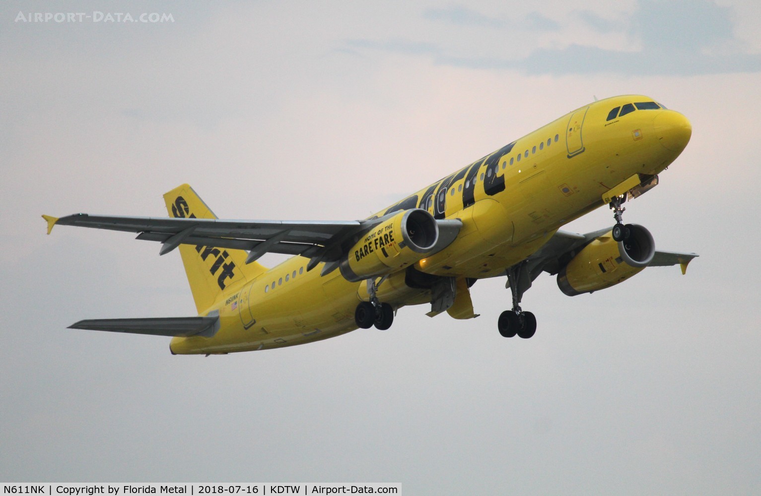 N611NK, 2011 Airbus A320-232 C/N 4996, NKS A320 yellow zx DTW-RSW