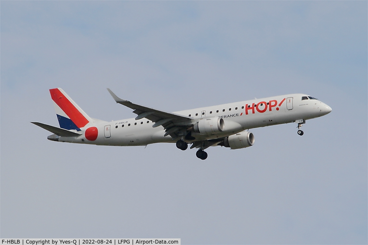 F-HBLB, 2007 Embraer 190LR (ERJ-190-100LR) C/N 19000060, Embraer 190LR, On final rwy 09L, Roissy Charles De Gaulle airport (LFPG-CDG)