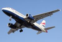 G-EUPU @ LHR - British Airways Airbus A319-100 landing at London Heathrow Airport, England. - by Adrian Pingstone