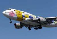 JA8962 @ LHR - All Nippon Airways (ANA) Boeing 747-400 (JA8962), in its Pokemon livery, landing at London (Heathrow) airport, August 2004 - by Adrian Pingstone
