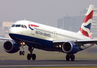 G-BUSI @ EGCC - Close up on the BA A.320 blasting away from Manchesters 24L - by Kevin Murphy