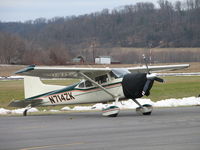 N714ZK @ SEG - A beautiful C-185 keeping its nose warm on the ramp at SEG Penn Valley in PA - by Sam Andrews