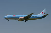 OO-TUA @ BRU - a blue bird in a blue sky short to land on RNW 25L - by Daniel Vanderauwera