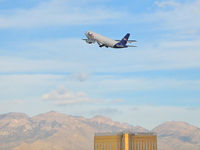 UNKNOWN @ KLAS - FedEx over Mandalay Bay - Spring Mountains in background - by SkyNevada - Brad Campbell