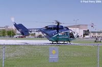 N125EC @ NC91 - The sign says it all, as EastCare 3 winds down from another mission - by Paul Perry