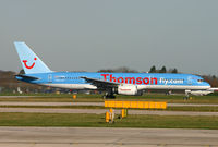 G-BYAE @ EGCC - Thomsonfly's 757 starting its take off roll from 06L. - by Kevin Murphy