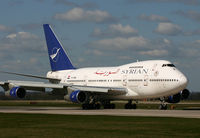 YK-AHB @ EGCC - Rare Syrian 747SP exiting 06R after touchdown. - by Kevin Murphy