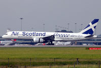 SX-BLW @ EGCC - Greek-Scottish 757 arriving in Manchester. - by Kevin Murphy
