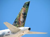 N910FR @ KLAS - Frontier Airlines - 'Cougar' / 2002 Airbus A319-112 / I got 'em by the tail but missed the rest! - by SkyNevada - Brad Campbell