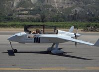 N57LG @ SZP - 1983 Godsey/Klaus Savier modified Rutan VARI-EZE, Continental O-200 100+ Hp, World multiple record FAI speed holder, note streamlined tail cone, other speed tweaks, taxi to Runway 22 - by Doug Robertson