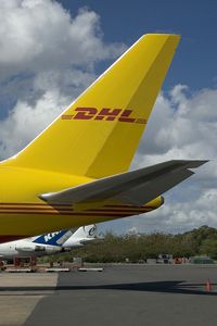 N798AX @ SJU - Airborne Express Boeing 767-200F in DHL colors - by Yakfreak - VAP