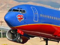 N363SW @ KLAS - Southwest Airlines - 'Hero's of the Heart' / 1993 Boeing 737-3H4 / 4/12/2009: My Son is flying from AUS to LAS on this one. - by SkyNevada - Brad Campbell