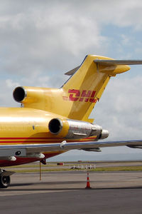 VH-DHE @ AKL - Nice hush-kitted stage three rear  mounted engines on this beautiful DHL cargo B727 - by Micha Lueck