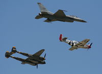 94-0048 @ YIP - Heritage flight F-16 with P-38 and P-51 - by Florida Metal