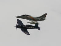 N524CF @ YIP - Skyhawk and Corsair together - by Florida Metal