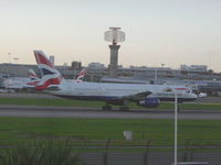 G-BPEJ @ EGLL - British Airways B-757 take off runway 27R, Heathrow - by John J. Boling