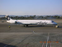 N948AS @ KLAX - Alaska MD-80 push out at LAX - by John J. Boling