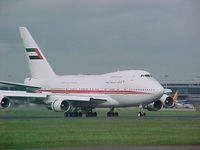 A6-SMR @ STN - A6-SMR is one of a few flyable 747SPs. Here seen landing at Stansted - by Geoff Cook
