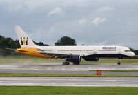 G-MONE @ EGCC - Wet Monarch 757 arrival - by Kevin Murphy
