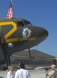 N45366 @ CMA - 1943 Douglas DC-3 as C53D SKYTROOPER 'D-Day Doll', two Curtiss-Wright R-1820-56 1,200 Hp each, nose art - by Doug Robertson