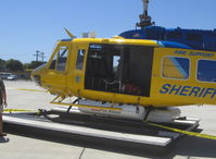 N205SD @ CMA - 1970 Bell HH1H, one Lycoming T-53-C-13 turboshaft 1,400 hp, completely rebuilt from wartime service as Bell Iroquois Huey, Ventura County Sheriff's Dept. #6, Search & Rescue equipped - by Doug Robertson