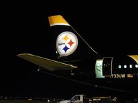 N733UW @ DEN - US Airways A319.  Pittsburgh Steelers livery. - by Francisco Undiks