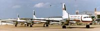 N907TC @ FTW - 3 YS-11A ready for Fort Worth Air operations @1985 - by Zane Adams