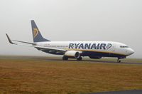 EI-DCF @ EGHH - RYANAIR TAXIING TO RUNWAY 26 FOGGY MORNING - by Patrick Clements