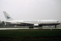 G-OBYH @ LFBO - Ready to take off rwy 32R with special Garuda Indonesian titles for Hadj 2003 - by Shunn311