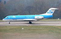 PH-WXD @ EGBB - KLM Fokker 70 awaits departure clearance from Runway 17 - by Terry Fletcher