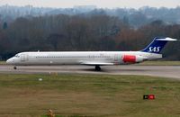 LN-ROY @ EGBB - SAS MD-82 awaits clearance from BHX Tower - by Terry Fletcher