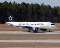 N701UW @ RDU - US Airways Star Alliance scheme N701UW (FLT USA1117) from Charlotte/Douglas Int'l (KCLT) rolling out on RWY 5L after landing. - by Dean Heald