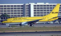 D-AGEN @ LEPA - Hapag Lloyd Express colourful B737 at Palma Majorca - by Terry Fletcher