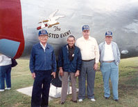 44-51228 @ SKF - Left to Right - Rutledge (nav) Henson (bomb) Jones - My Uncle -  (P) Snow (eng) Crew of Blue Q - 15thAF-465thBG-783rdBS at Lackland AFB in front to the former Blasted Event now on Display as Dugan at the American Air Museum in Duxford England - by Zane Adams