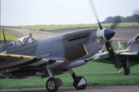 G-BJSG @ EGSU - Spitfire ML417 taxying at Duxford, UK. - by Henk van Capelle