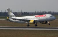 OE-LEV @ LOWW - flyNIKI A320 owner is vueling, old regiestrierung at the nose gear wheel - by Delta Kilo