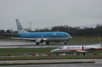 PH-BPB @ EGCC - Taken at Manchester Airport on a typical showery April day - by Steve Staunton