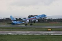 G-BYAY @ EGCC - Taken at Manchester Airport on a typical showery April day - by Steve Staunton