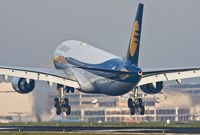 VT-JWL @ EBBR - Seconds (one, two ???) before touchdown on rwy 25L in the early morning light - by Philippe Bleus