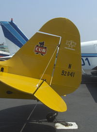 N92041 @ SZP - 1946 Piper J3C-65 CUB, Continental A&C65 65 Hp, tail Cub logo - by Doug Robertson