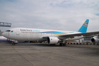 9Q-CJD @ EBBR - Hewa Bora Airways Boeing 767-200 - by Yakfreak - VAP