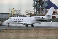 VP-BMA @ EBBR - parked on General Aviation apron (Abelag)  -  seen through the fence - by Daniel Vanderauwera