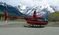 N3203G @ AQY - Alpine Air's Robinson R44II in a new ,deeper shade of red , at Girdwood , Alaska base - by Terry Fletcher