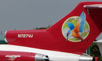 N727VJ @ EGGW - Tail logo on B727 of Indian airline Kingfisher at Luton - by Terry Fletcher