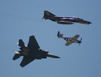 89-0495 @ MCF - F-15 heritage flight with F-4 and P-51