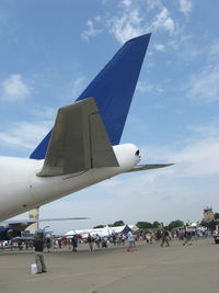 N249BA @ OSH - Boeing 747-409 DREAMLIFTER, four Turbofans, tail - by Doug Robertson