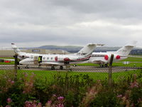 CS-DMF @ EGNR - NetJets Europe, with Hawker 750 CS-DUA and CS-DRA Hawker 800XP - by chris hall