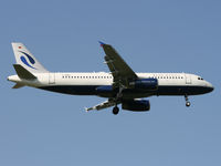 D-ANNJ @ LOWW - approaching rwy 34; Blue Wings Airbus A320-232 - by Bernhard Nagler