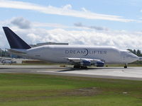 N249BA @ KPAE - Dreamlifter modified 747 position and hold on runway 16R at Paine Field. - by John J. Boling